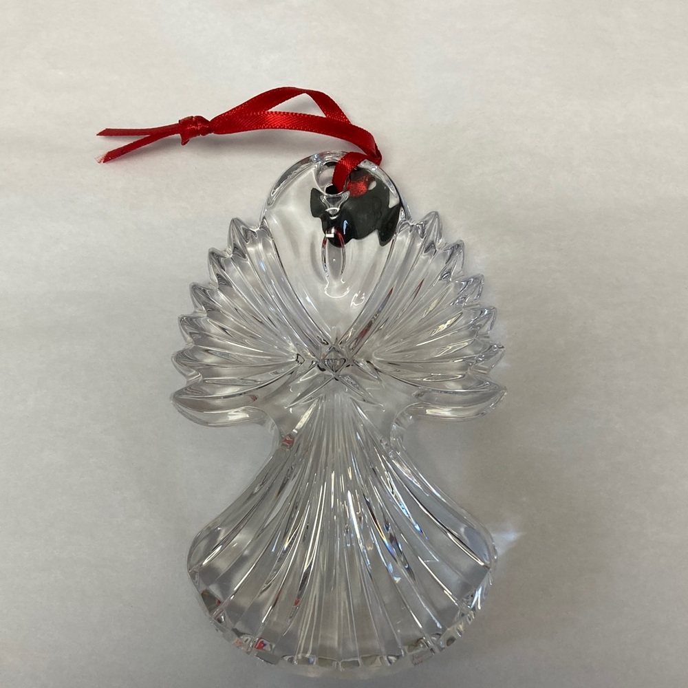 Waterford Crystal Angel Ornament with Red Ribbon